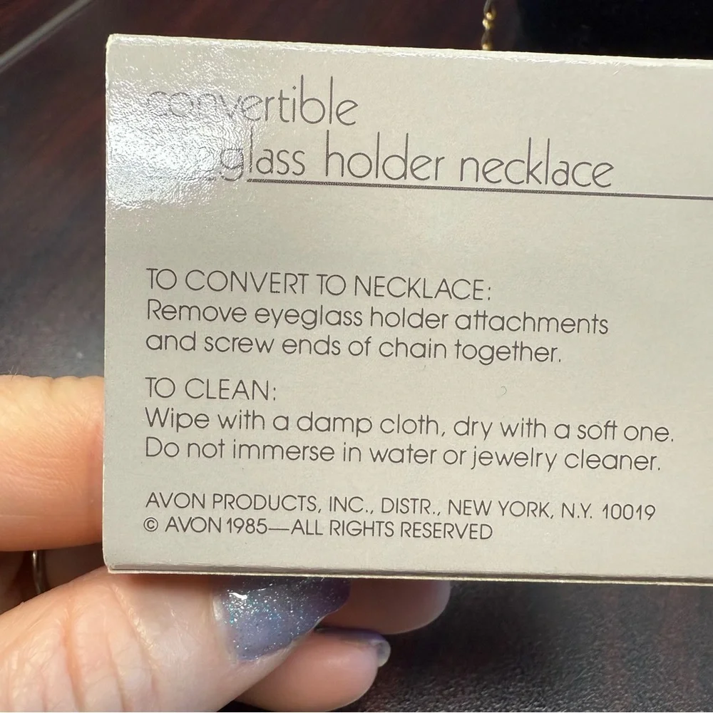 Avon convertible eyeglass holder necklace Rope Design NIB 1985 vintage